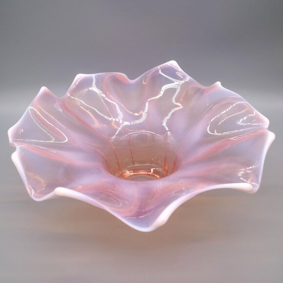 Stunning Vintage Iridescent Luster Pink Decorative Bowl 12" - Picture 2 of 8